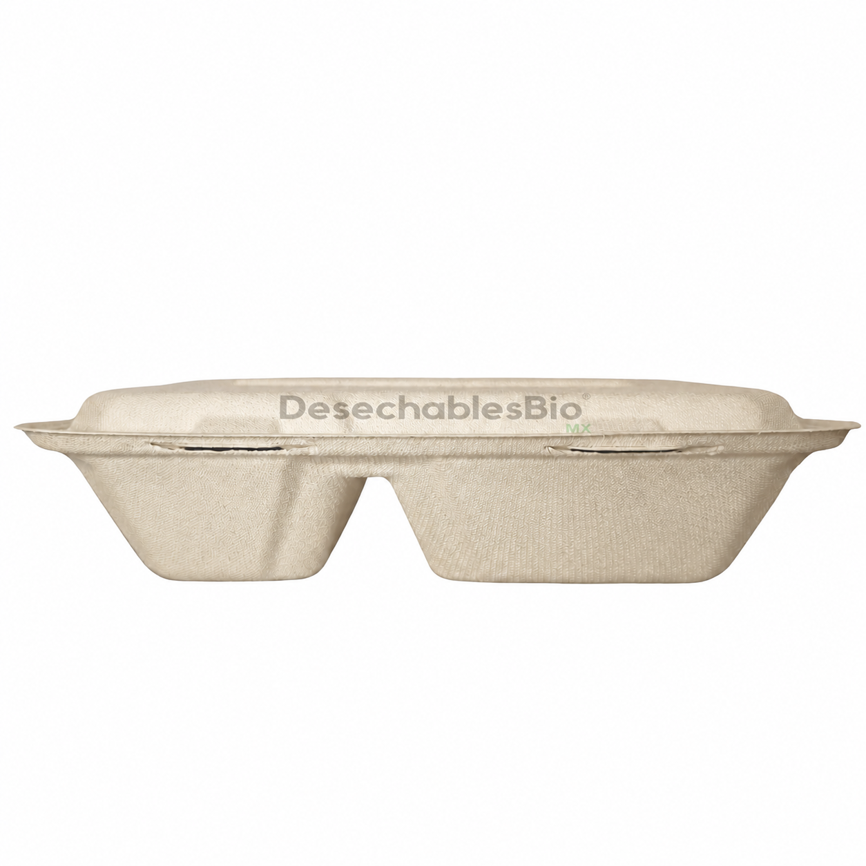 Desechables Bio México | Contenedor Almeja 9''x6'' con 2 Divisiones Biodegradable 2 Contenedor Almeja 9''x6'' con 2 Divisiones Biodegradable