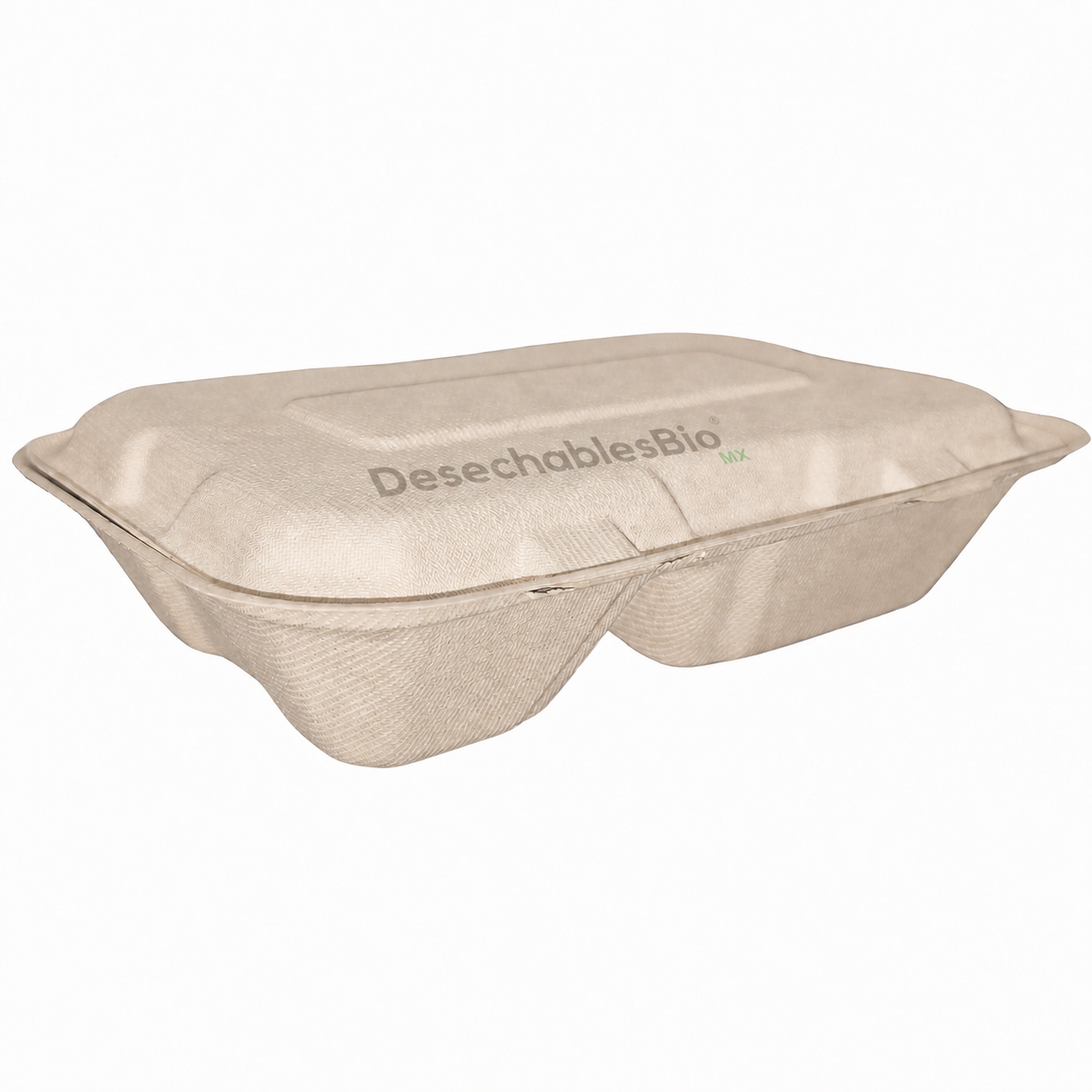 Desechables Bio México | Contenedor Almeja 9''x6'' con 2 Divisiones Biodegradable 3 Contenedor Almeja 9''x6'' con 2 Divisiones Biodegradable