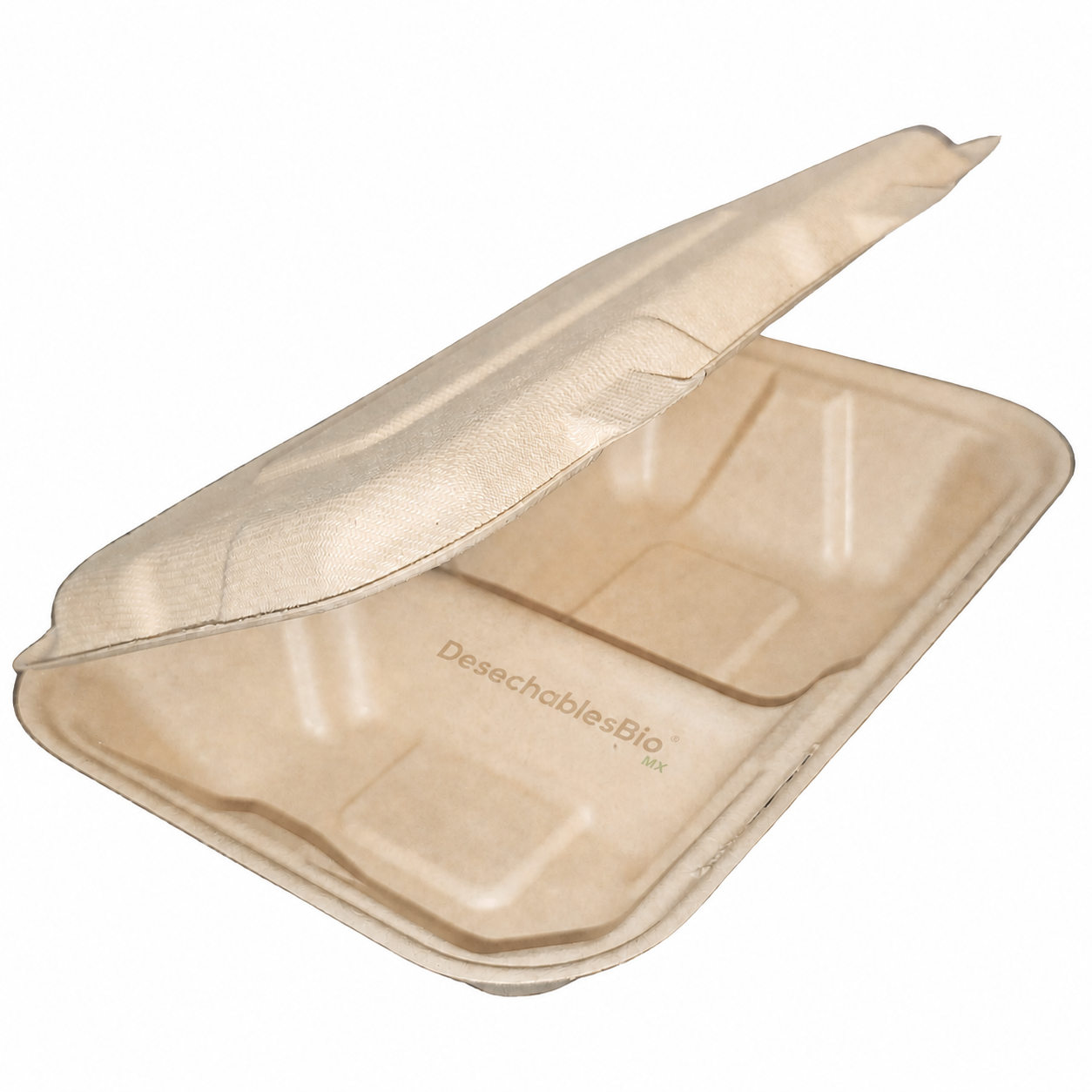 Desechables Bio México | Contenedor Almeja 9''x6'' con 2 Divisiones Biodegradable 4 Contenedor Almeja 9''x6'' con 2 Divisiones Biodegradable
