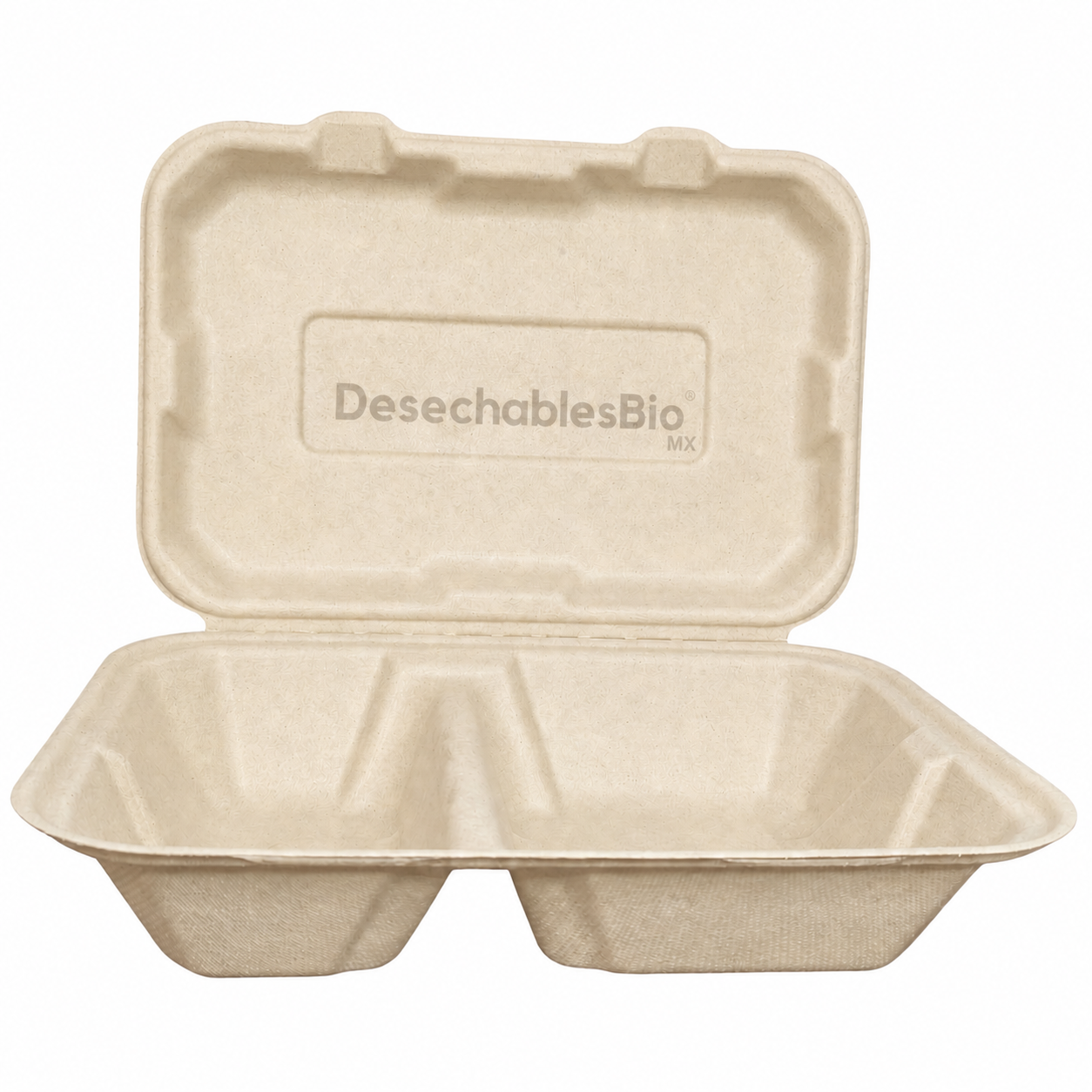 Desechables Bio México | Contenedor Almeja 9''x6'' con 2 Divisiones Biodegradable 5 Contenedor Almeja 9''x6'' con 2 Divisiones Biodegradable
