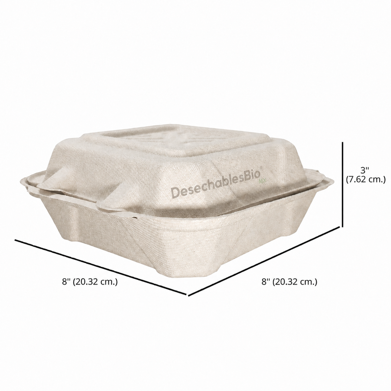 Desechables Bio México | Contenedor Almeja 8''x8'' liso Biodegradable 4 Contenedor Almeja 8''x8'' liso Biodegradable