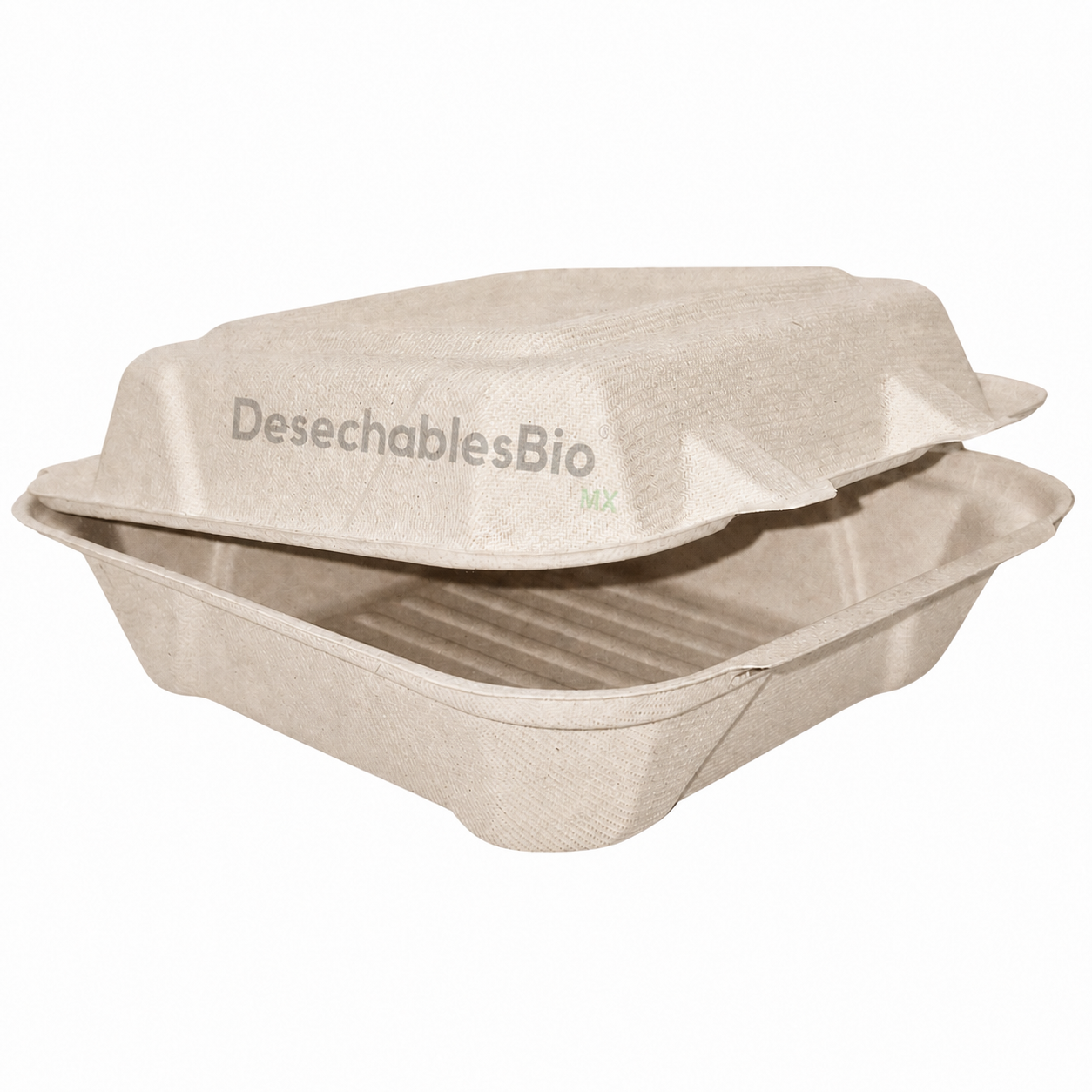 Desechables Bio México | Contenedor Almeja 8''x8'' liso Biodegradable 2 Contenedor Almeja 8''x8'' liso Biodegradable