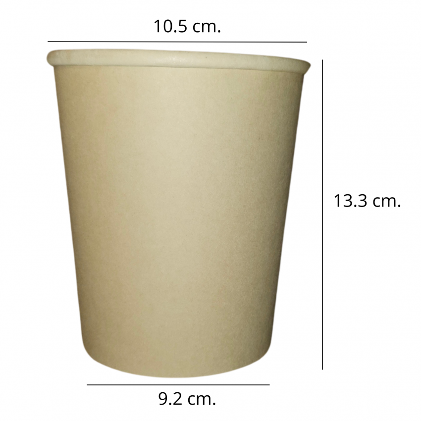 Desechables Bio México | Vaso Contenedor Térmico 32 Oz. Con Tapa Bambú Para Sopa o Helado 1